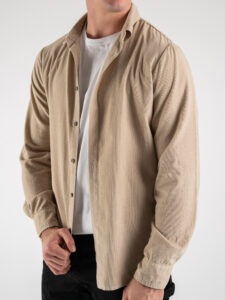 ESTASI Camicia in velluto a costine fini LIVIGNO Beige (2)