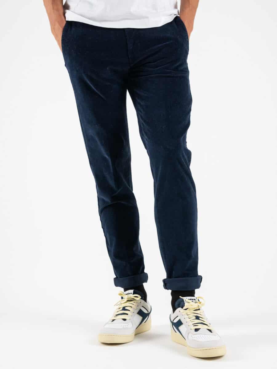 ESTASI Pantalone chinos in velluto LEVANDOWSKI 2397 Blu