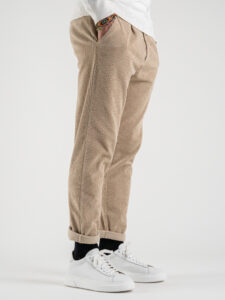 ESTASI Pantalone in velluto a costine con pinces ZIDANE Beige (3)