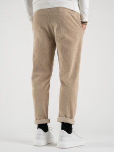 ESTASI Pantalone in velluto a costine con pinces ZIDANE Beige (5)