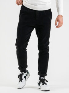 ESTASI Pantalone in velluto a costine con pinces ZIDANE Nero (6)