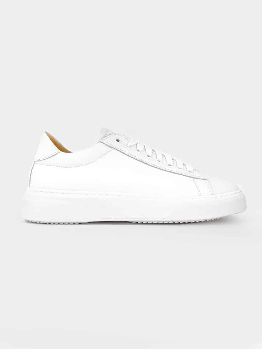 ESTASI Sneakers basica in pelle Made In Italy ALBERTO Bianca