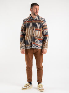 GIANNI LUPO Giubbino in misto lana fantasia azteca GL5066 Beige (6)