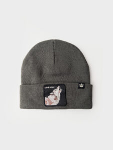 GOORIN BROS Cuffia con patch stampa lupo LONE WOLF Grigia (2)
