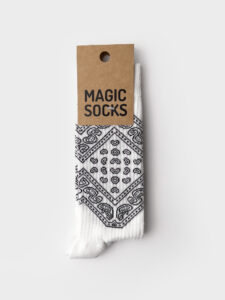 MAGIC SOCKS Calze in spugna unisex tg. unica stampa BANDANA Bianche