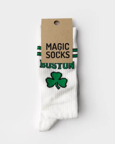 MAGIC SOCKS Calze in spugna unisex tg. unica stampa BOSTON 33 Bianche Nuovi Arrivi