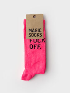 MAGIC SOCKS Calze in spugna unisex tg. unica stampa FK OFF Fucsia Fluo
