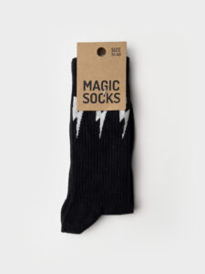 MAGIC SOCKS Calze in spugna unisex tg. unica stampa FULMINI Nere