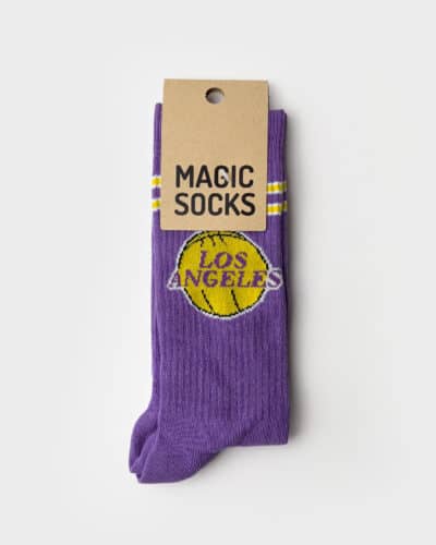 MAGIC SOCKS Calze in spugna unisex tg. unica stampa LOS ANGELES 24 Viola Nuovi Arrivi