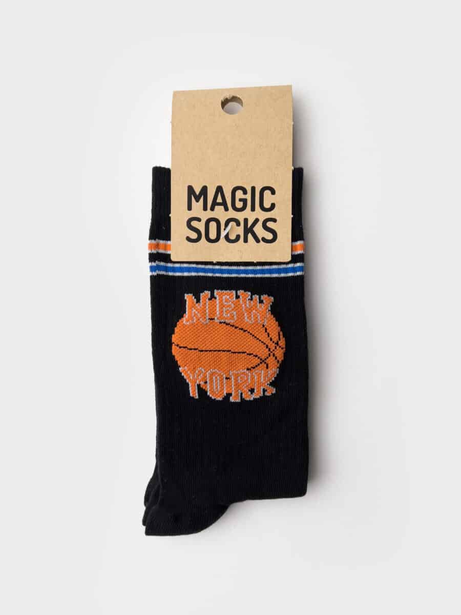 MAGIC SOCKS Calze in spugna unisex tg. unica stampa NEW YORK 33 Nere