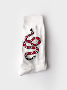 MAGIC SOCKS Calze in spugna unisex tg. unica stampa SNAKE Bianche