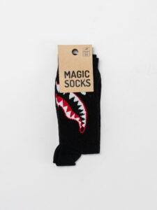MAGIC SOCKS Calze in spugna unisex tg. unica stampa SQUALO Nere