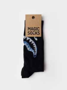 MAGIC SOCKS Calze in spugna unisex tg. unica stampa SQUALO Nere