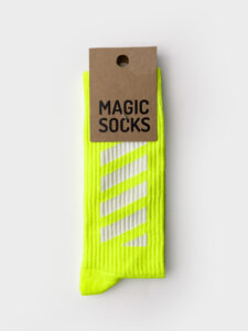 MAGIC SOCKS Calze in spugna unisex tg. unica stampa STRIPES Gialle Fluo