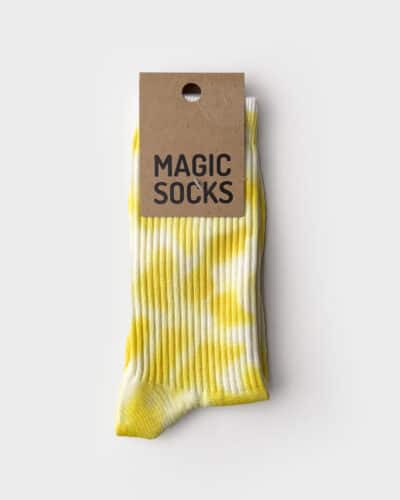 MAGIC SOCKS Calze in spugna unisex tg. unica stampa TIE DYE Gialle Nuovi Arrivi