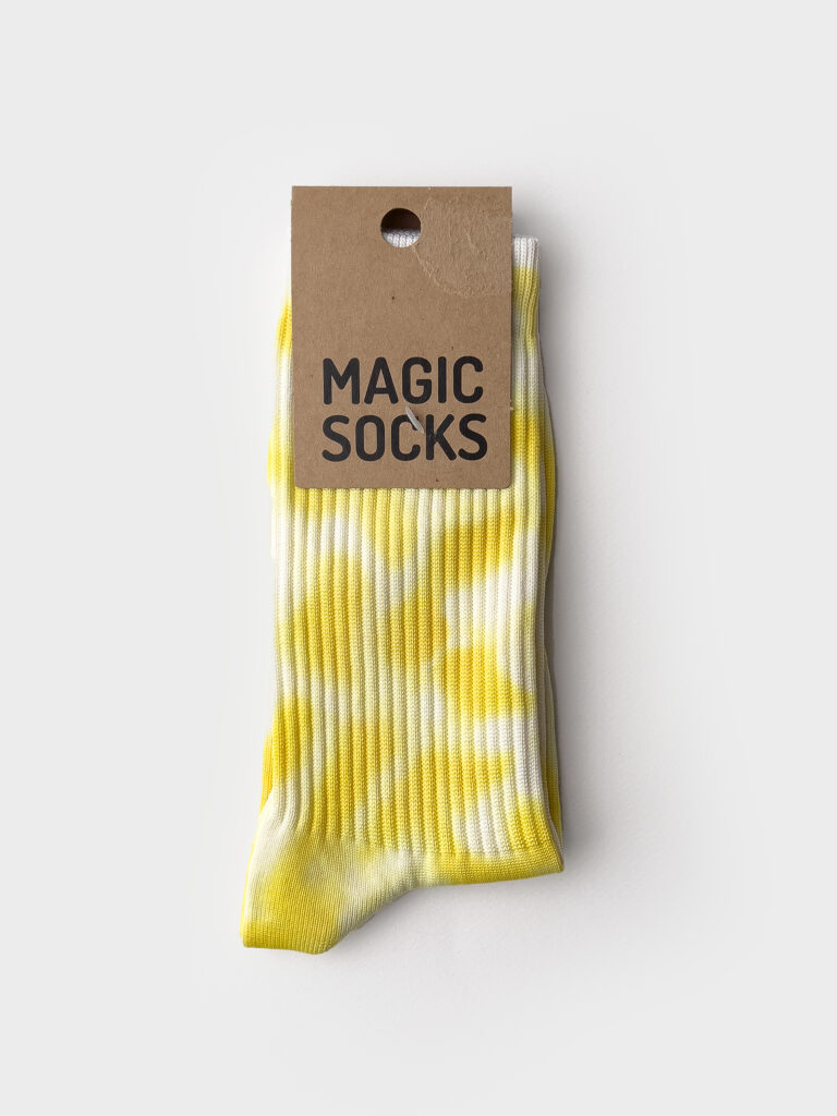 MAGIC SOCKS Calze in spugna unisex tg. unica stampa TIE DYE Gialle MAGIC SOCKS MAGIC SOCKS Calze in spugna unisex tg. unica stampa TIE DYE Gialle