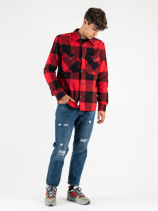 ONLY&SONS Camicia in flanella a quadri con tasche MILO 22019854 Fiery Red (7)