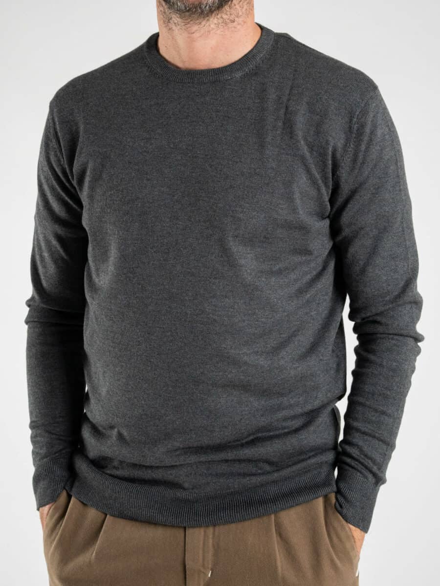 OVER-D Maglione girocollo basico M11 Antracite