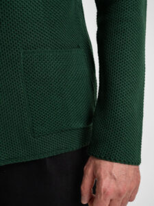 V2 Giacca in maglia misto lana merino con pochette GULPOPE Verde (1)
