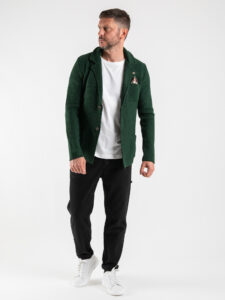 V2 Giacca in maglia misto lana merino con pochette GULPOPE Verde (3)