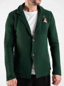 V2 Giacca in maglia misto lana merino con pochette GULPOPE Verde (7)