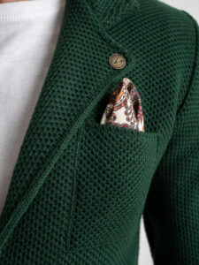 V2 Giacca in maglia misto lana merino con pochette GULPOPE Verde (8)