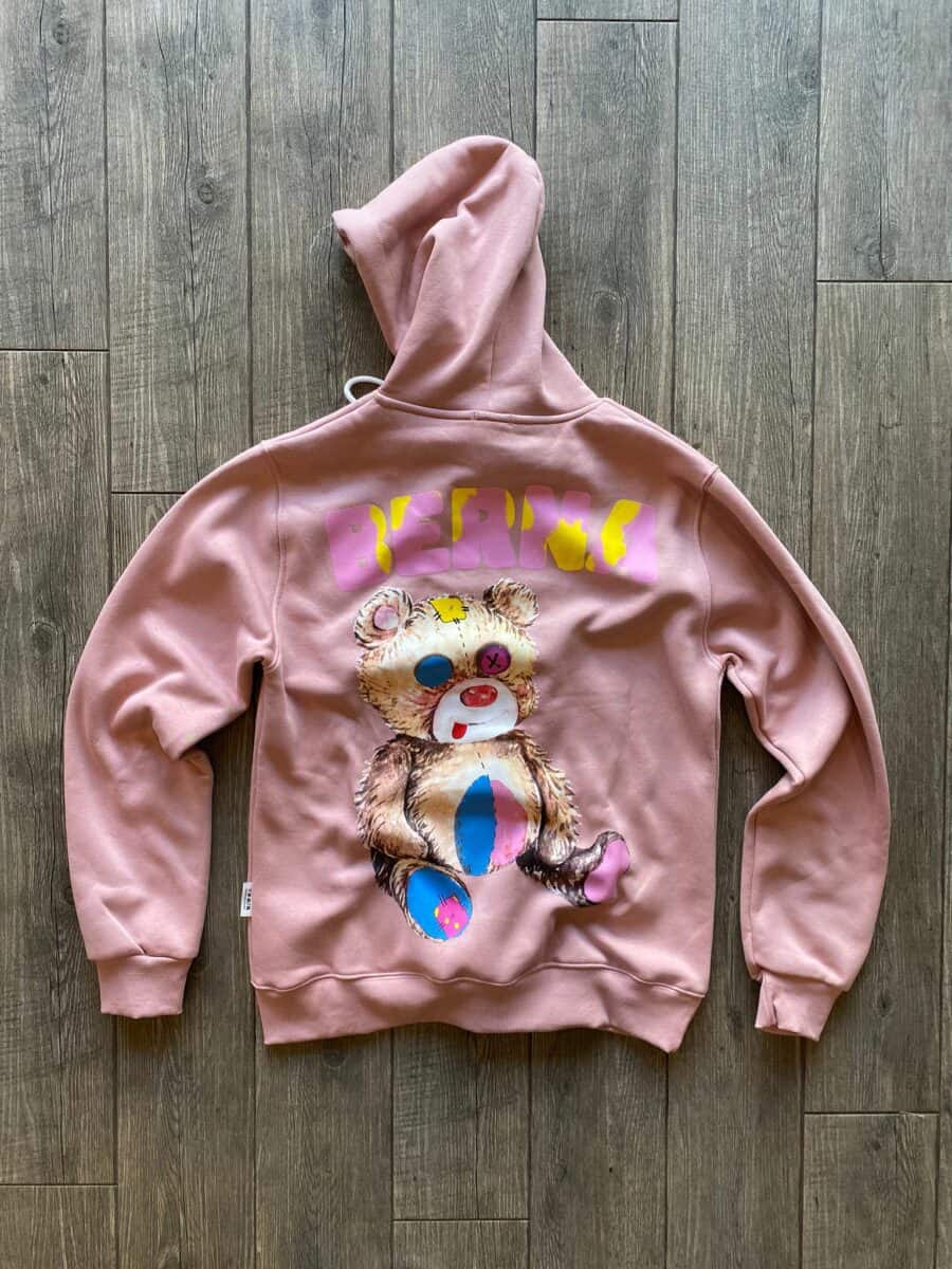 BERNA Felpa con cappuccio felpata con stampa orsacchiotto 223294 Rosa