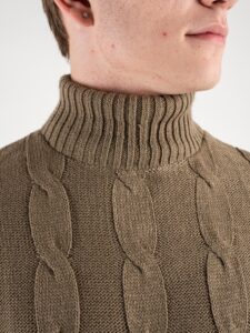 AKIRO’ Dolcevita in maglia con trecce TF188 Tortora (3)