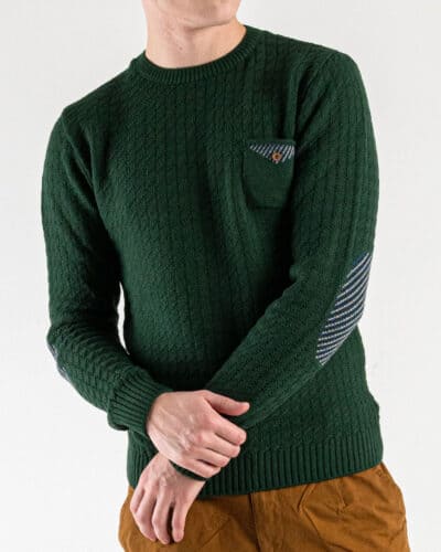 AKIRO Maglione girocollo lavorato con taschino AKW260 Verde 1 2 AKIRO' AKIRO’ Maglione girocollo lavorato con taschino AKW260 Verde