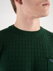 AKIRO’ Maglione girocollo lavorato con taschino AKW260 Verde (2)
