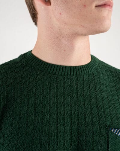 AKIRO Maglione girocollo lavorato con taschino AKW260 Verde 2 AKIRO' AKIRO’ Maglione girocollo lavorato con taschino AKW260 Verde