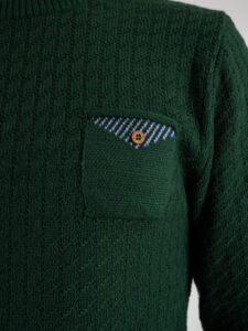 AKIRO’ Maglione girocollo lavorato con taschino AKW260 Verde (3)