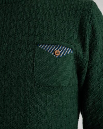 AKIRO Maglione girocollo lavorato con taschino AKW260 Verde 3 AKIRO' AKIRO’ Maglione girocollo lavorato con taschino AKW260 Verde