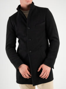 ALEANDRO LA CORTE Cappotto slim con collo coreana e taschino ZEUS Nero (5)
