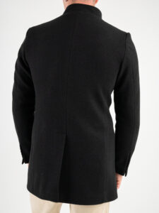 ALEANDRO LA CORTE Cappotto slim con collo coreana e taschino ZEUS Nero (6)