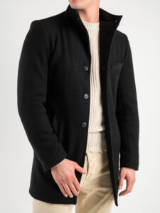 ALEANDRO LA CORTE Cappotto slim con collo coreana e taschino ZEUS Nero (8)