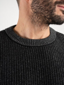 BERNA Maglione girocollo bicolore misto lana 215003 Nero (6)