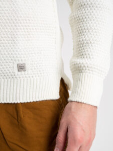BL11 Maglione girocollo misto lana lavorato BELLINI Panna (1)