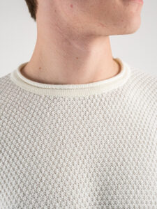 BL11 Maglione girocollo misto lana lavorato BELLINI Panna (5)