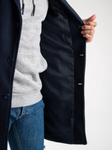 Cappotto basico con collo a V con e taschino CAP2201 Blu2
