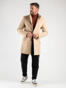 Cappotto basico con collo coreana e taschino CAP2202 Beige1