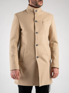 Cappotto basico con collo coreana e taschino CAP2202 Beige2