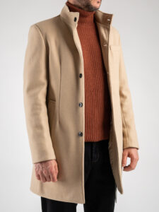 Cappotto basico con collo coreana e taschino CAP2202 Beige5