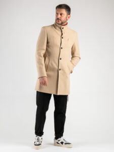 Cappotto basico con collo coreana e taschino CAP2202 Beige6