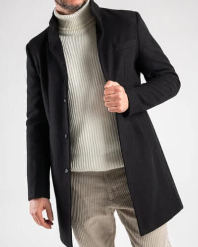 Cappotto basico con collo coreana e taschino CAP2202 Beige8 Saldi