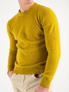 IMPERIAL Maglione misto lana con piccole rotture sul collo e fondo M6407K108 Ocra (5)