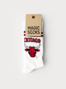 MAGIC SOCKS Calze in spugna unisex tg. unica stampa CHICAGO 23 Bianco