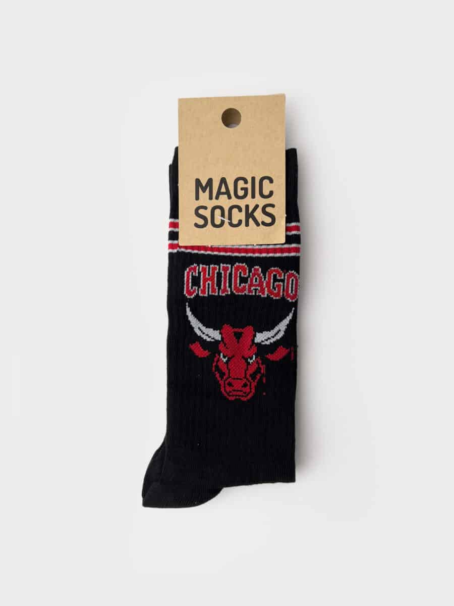 MAGIC SOCKS Calze in spugna unisex tg. unica stampa CHICAGO 23 Nero
