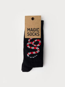 MAGIC SOCKS Calze in spugna unisex tg. unica stampa SNAKE Nero