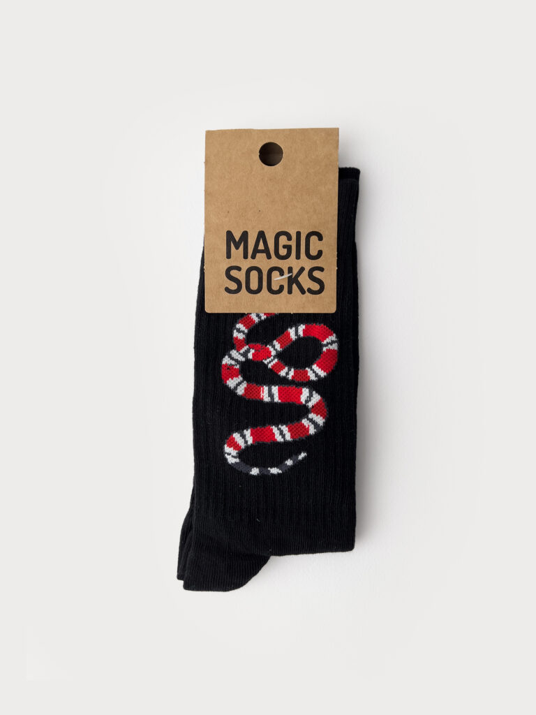 MAGIC SOCKS Calze in spugna unisex tg. unica stampa SNAKE Nero MAGIC SOCKS MAGIC SOCKS Calze in spugna unisex tg. unica stampa SNAKE Nero